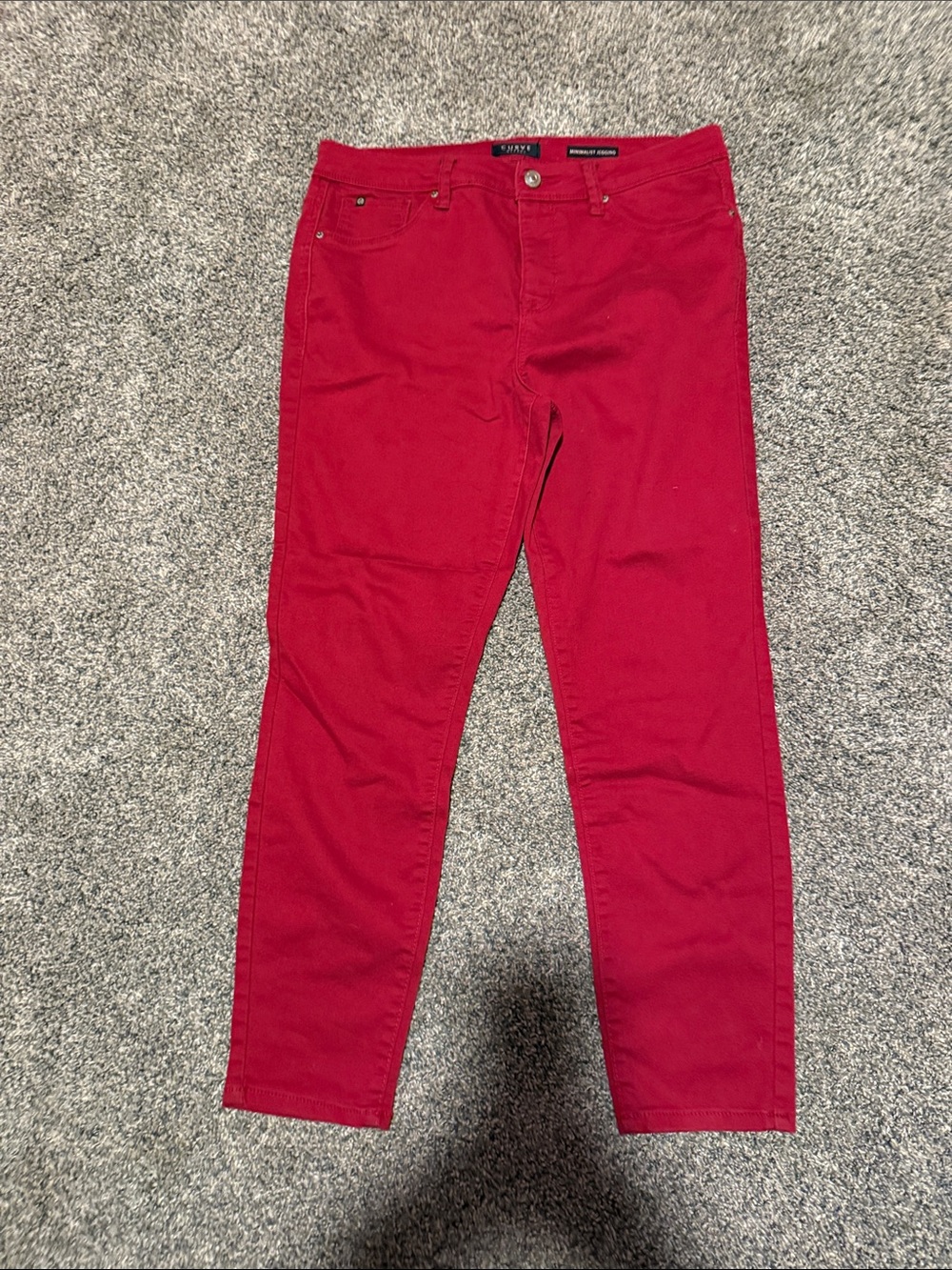 Women Slim Straight dark red Jeans